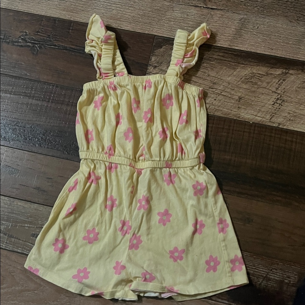 Yellow Floral Ruffle Strap Dress